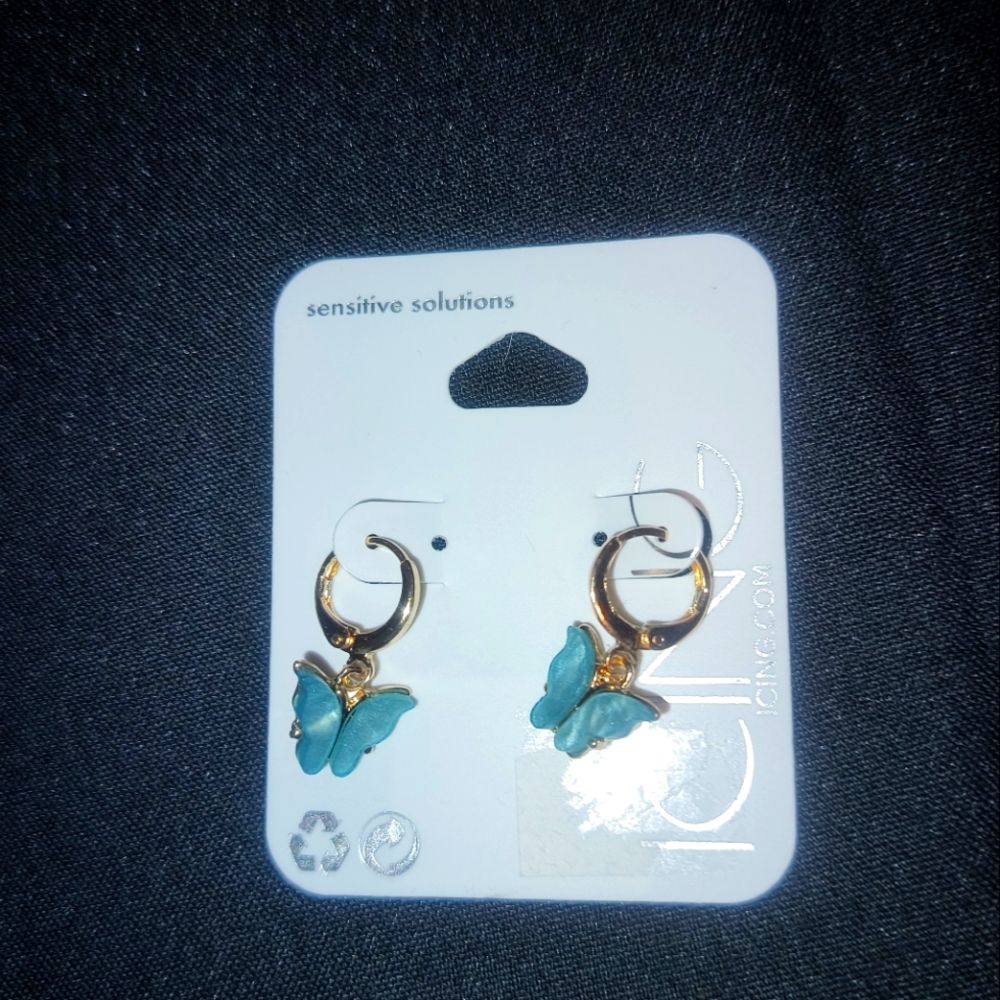 Gold tone butterfly earrings